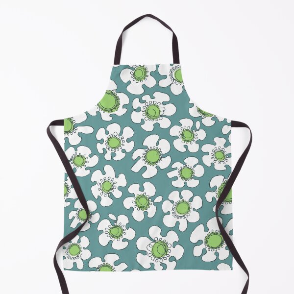 Item preview, Retro Hand Drawn Single Line Green Eye Daisies Pattern designed and sold by schorrnuff.