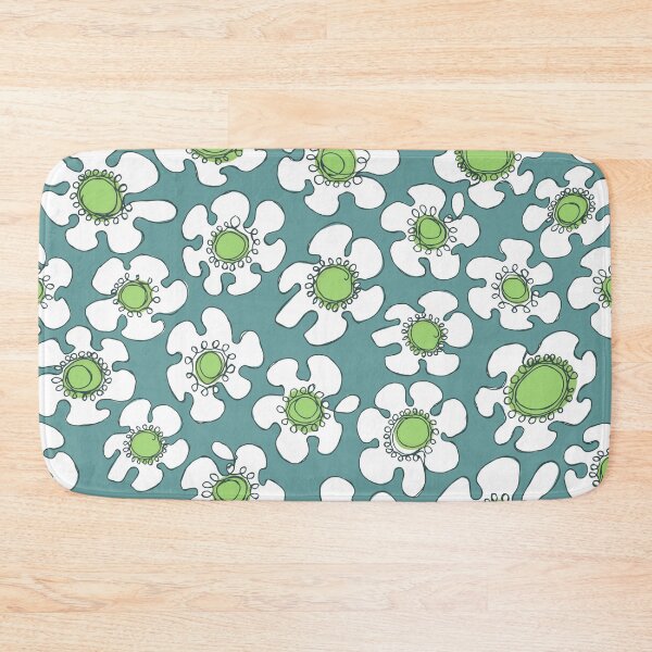 Item preview, Retro Hand Drawn Single Line Green Eye Daisies Pattern designed and sold by schorrnuff.