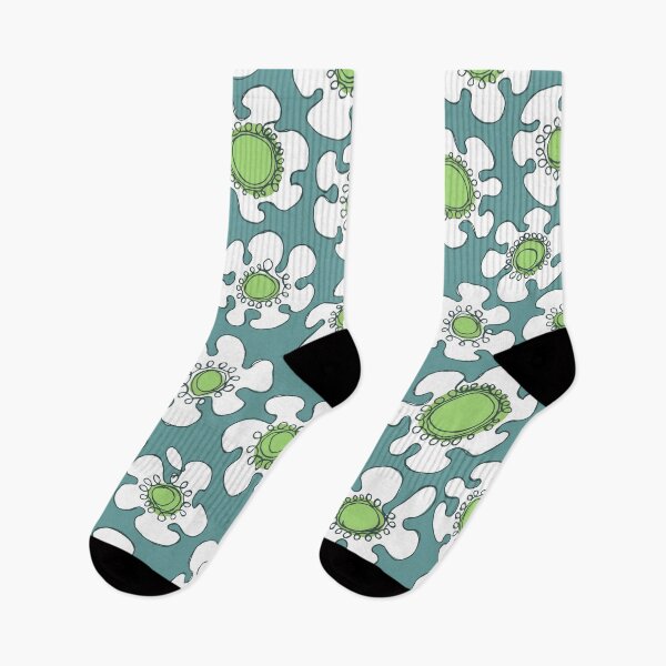 Item preview, Retro Hand Drawn Single Line Green Eye Daisies Pattern designed and sold by schorrnuff.