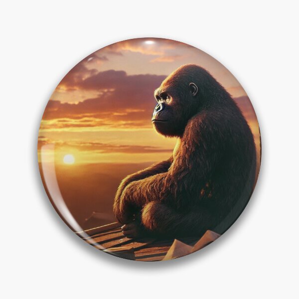 Artikelvorschau, Gorilla beobachtet Sonnenuntergang entworfen und verkauft von PawPrintDecals.