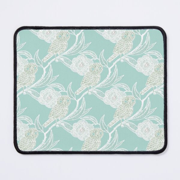 Item preview, Wedgwood blue Owl and Floral Pattern – Medieval Manuscript Inspired Design Illustration by jemma jamie skidmore designed and sold by Jemma Jamie Skidmore.