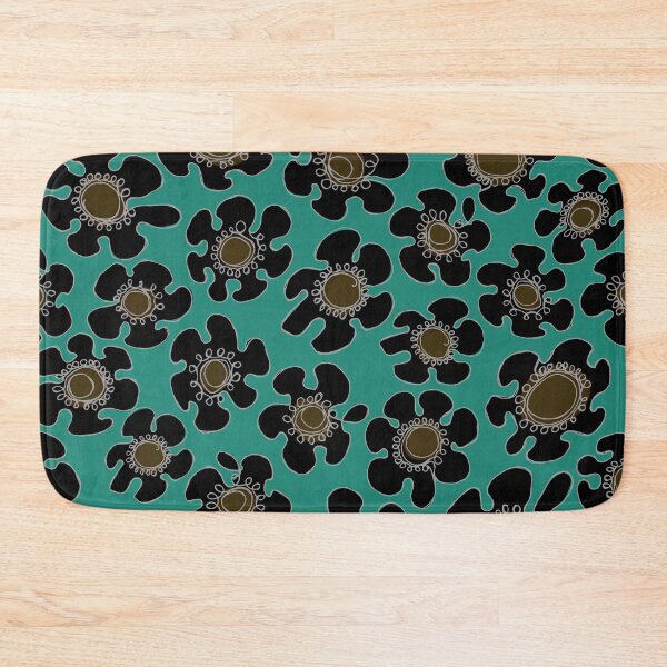 Item preview, Single Line Hand Drawn Black Daisy Floral Pattern on Green designed and sold by schorrnuff.