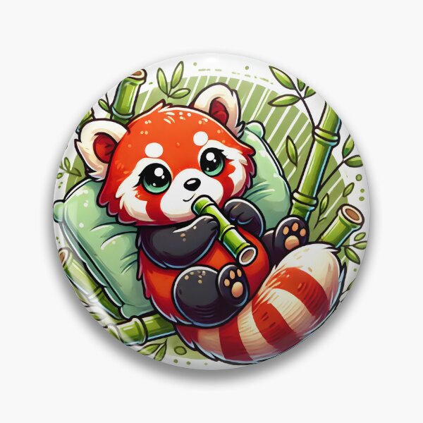 Item preview, Relaxed Red Panda Lounging in a Bamboo Forest – Playful Panda Design designed and sold by ArtfullyJua.