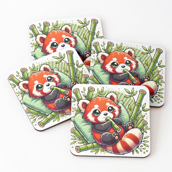 Item preview, Relaxed Red Panda Lounging in a Bamboo Forest – Playful Panda Design designed and sold by ArtfullyJua.