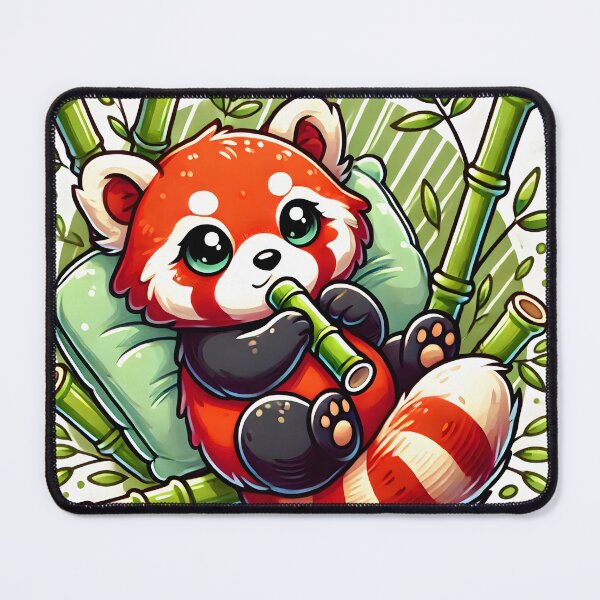 Item preview, Relaxed Red Panda Lounging in a Bamboo Forest – Playful Panda Design designed and sold by ArtfullyJua.