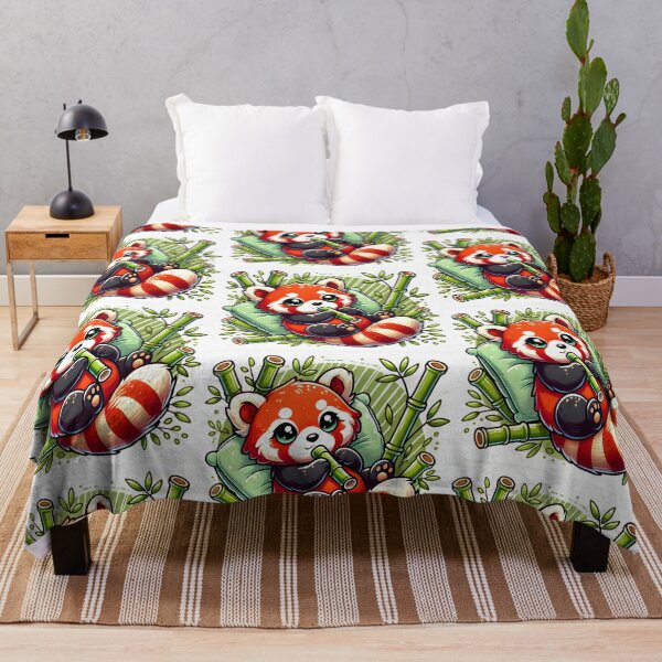 Item preview, Relaxed Red Panda Lounging in a Bamboo Forest – Playful Panda Design designed and sold by ArtfullyJua.