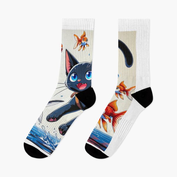 Item preview, black cat, fish designed and sold by LOAMBO5AI.