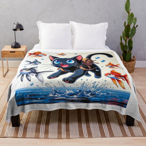 Item preview, black cat, fish designed and sold by LOAMBO5AI.