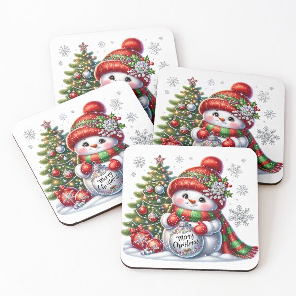 Item preview, Merry Christmas Snowman / Snowgirl with Ornament designed and sold by MellowManatees.