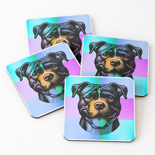 Item preview, Happy Pitbull Face Silhouette – Vibrant Pop Art Dog Design designed and sold by Fredster1966.