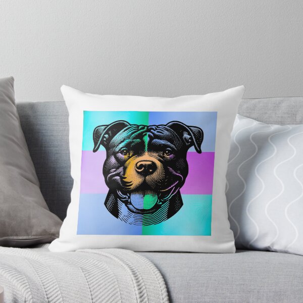 Item preview, Happy Pitbull Face Silhouette – Vibrant Pop Art Dog Design designed and sold by Fredster1966.