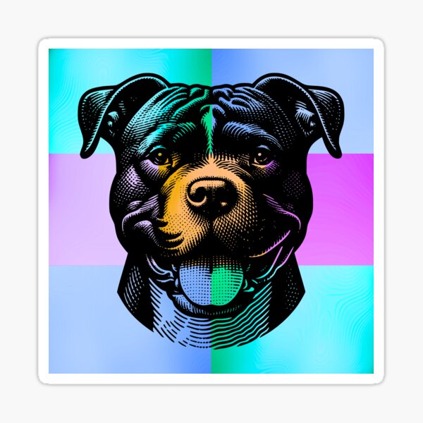 Item preview, Happy Pitbull Face Silhouette – Vibrant Pop Art Dog Design designed and sold by Fredster1966.