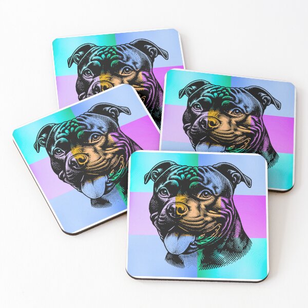 Item preview, Happy Pitbull Face Silhouette – Vibrant Pop Art Dog Design designed and sold by Fredster1966.