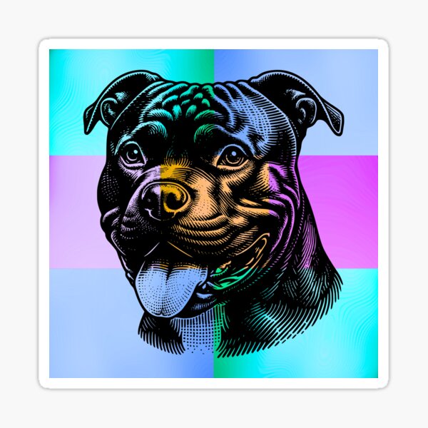 Item preview, Happy Pitbull Face Silhouette – Vibrant Pop Art Dog Design designed and sold by Fredster1966.