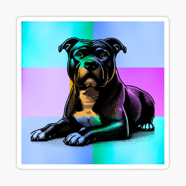 Item preview, Colorful Pop Art Pitbull Silhouette – Cool Dog Lover Design designed and sold by Fredster1966.