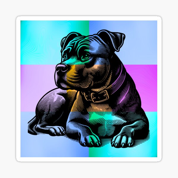 Item preview, Colorful Pop Art Pitbull Silhouette – Cool Dog Lover Design designed and sold by Fredster1966.