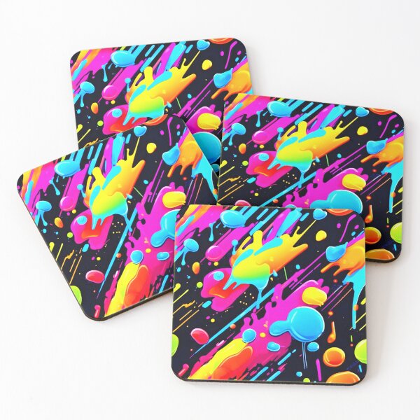 Item preview, Bright Neon Splashes in Abstract Artwork designed and sold by Health And Fitness Posts e-Store.