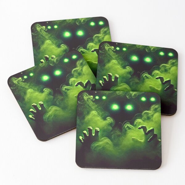 Item preview, Eerie Green Ghostly Eyes in Fog Halloween Art designed and sold by DiySystem.