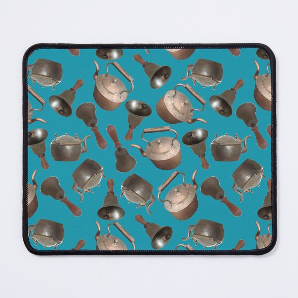 Item preview, Antique Bells and Copper Kettles on Teal designed and sold by Art in My Loft.