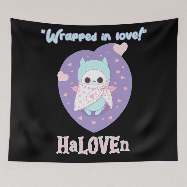 Item preview, Kawaii Bat "Wrapped in Love" HaLOVEn Pastel Heart Design designed and sold by Prime-Studio.