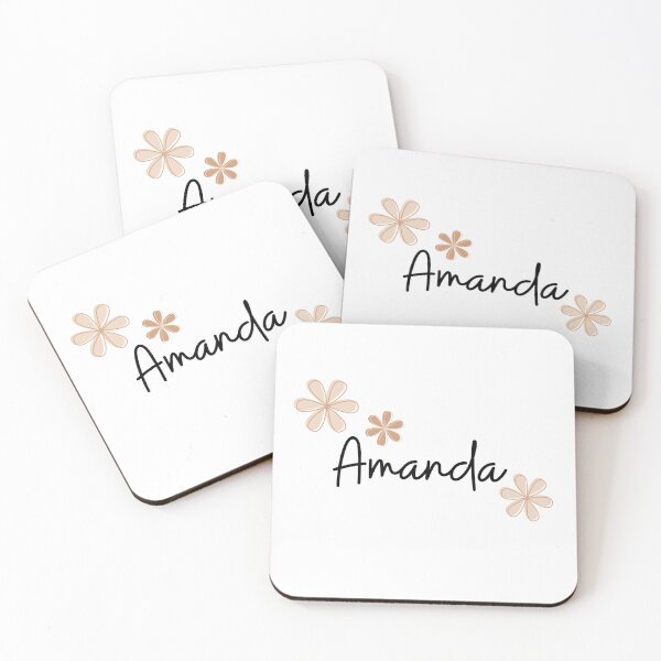 Item preview, "Amanda" name with beige flowers designed and sold by Rocky Designs.