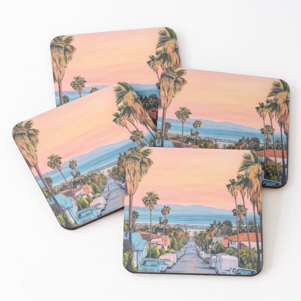 Item preview, Santa Monica Street View 1970s Fine Illustration designed and sold by CaliforniaVibe.
