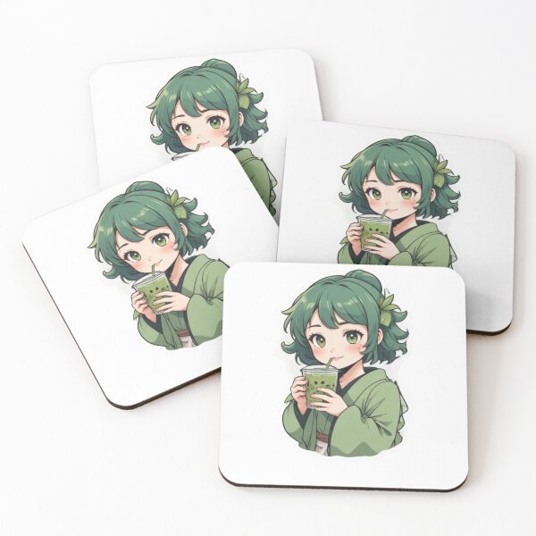 Item preview, CUTE MATCHA TEA GIRL STICKER BOBA GREEN TEA ANIME  designed and sold by Arts4U.