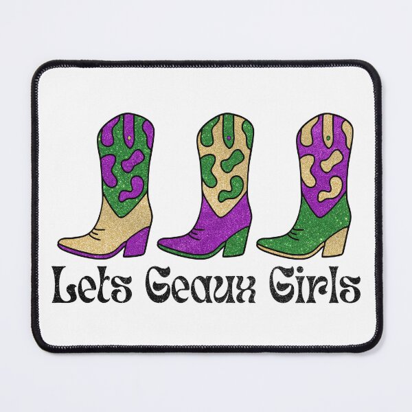 Item preview, Let's Geaux Girls Sparkly Mardi Gras Cowgirl Boots designed and sold by Magnolia Valley Art.