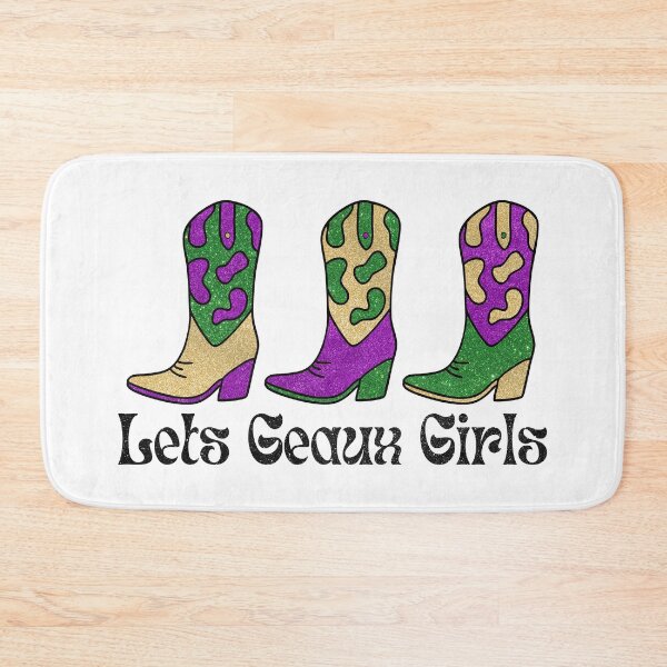 Item preview, Let's Geaux Girls Sparkly Mardi Gras Cowgirl Boots designed and sold by Magnolia Valley Art.
