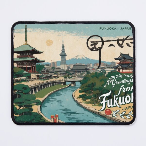 Item preview, Greetings from Fukuoka Japan Postcard Vintage Retro Travel Vintage designed and sold by TravelPostcardGems.