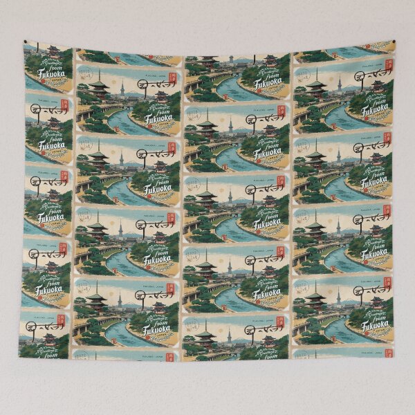 Item preview, Greetings from Fukuoka Japan Postcard Vintage Retro Travel Vintage designed and sold by TravelPostcardGems.