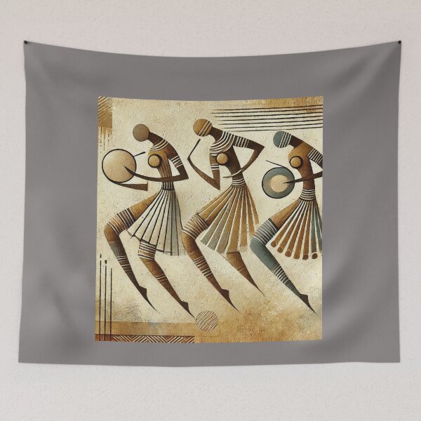 Item preview,  Great Tribal Dancers, African artwork, Mud art, Black Art, Roots artwork designed and sold by Afrocarribe.