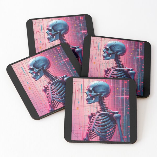 Item preview, Skelet on the background in shades of pink and purple, designed and sold by ElenaHrubes.