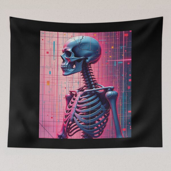 Item preview, Skelet on the background in shades of pink and purple, designed and sold by ElenaHrubes.