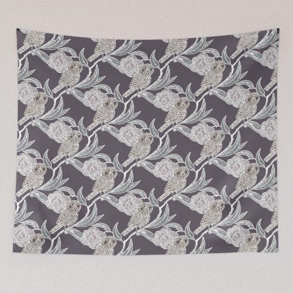 Item preview, Charleston plum Owl and Floral Pattern – Medieval Manuscript Inspired Design Illustration by jemma jamie skidmore  designed and sold by Jemma Jamie Skidmore.