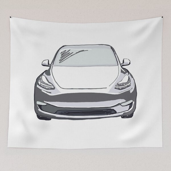 Item preview, White Electric SUV Vehicle Drawing Sketch designed and sold by laughingwillows.