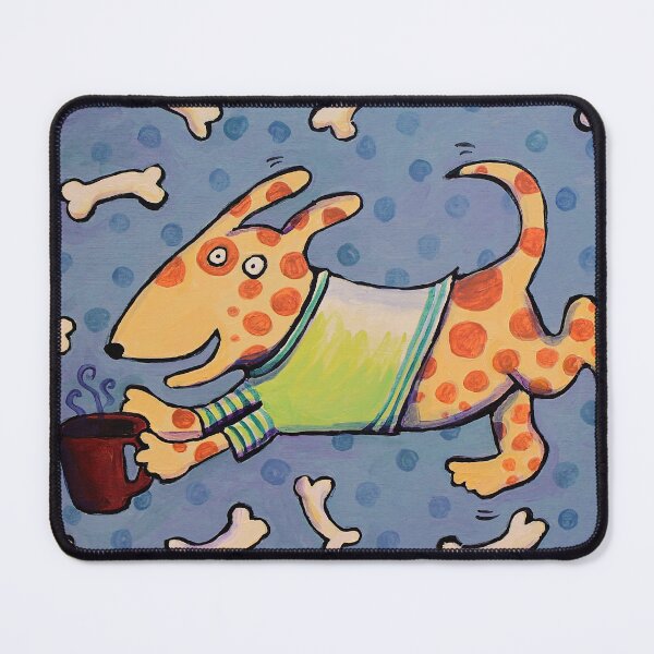 Item preview, happy dog drinking coffee designed and sold by BonnieCreative.