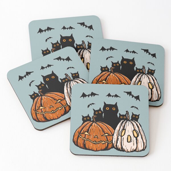 Item preview, Spooky Cats and Pumpkins designed and sold by KilkennyCat Art.