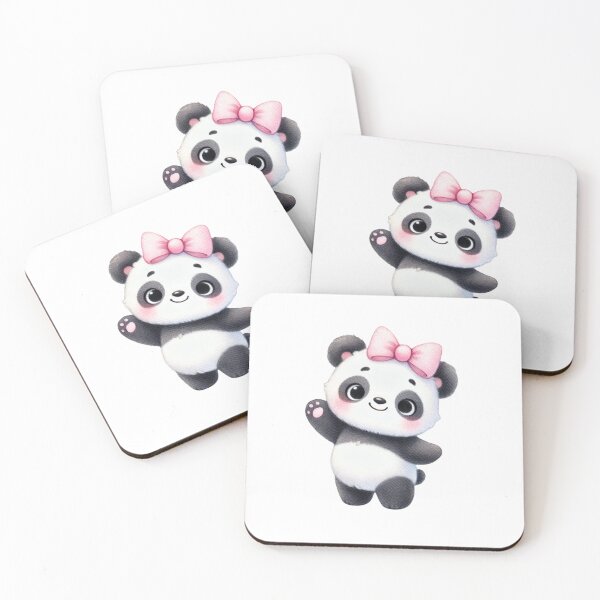 Item preview, Cute Panda Waving with Pink Bow designed and sold by Little Care Studio.