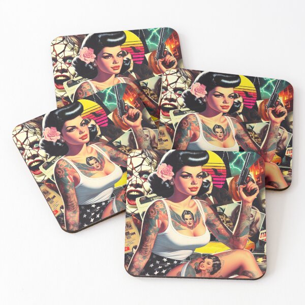 Item preview, Horror Pinup Collage designed and sold by PulpVintage.