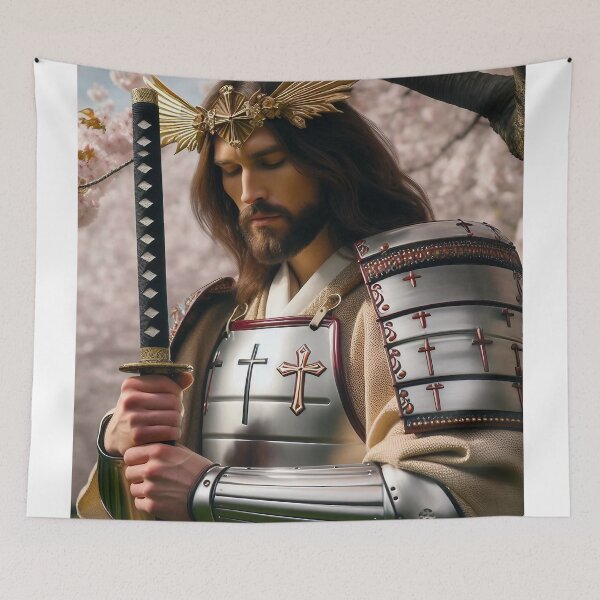 Item preview, Samurai Jesus Pondering Deep, Daimyo Crown Adorned designed and sold by jay-cack.