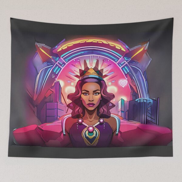 Item preview, Fabulous Woman Pink Cyberpunk Neon Retro Goddess designed and sold by Melan Designs.