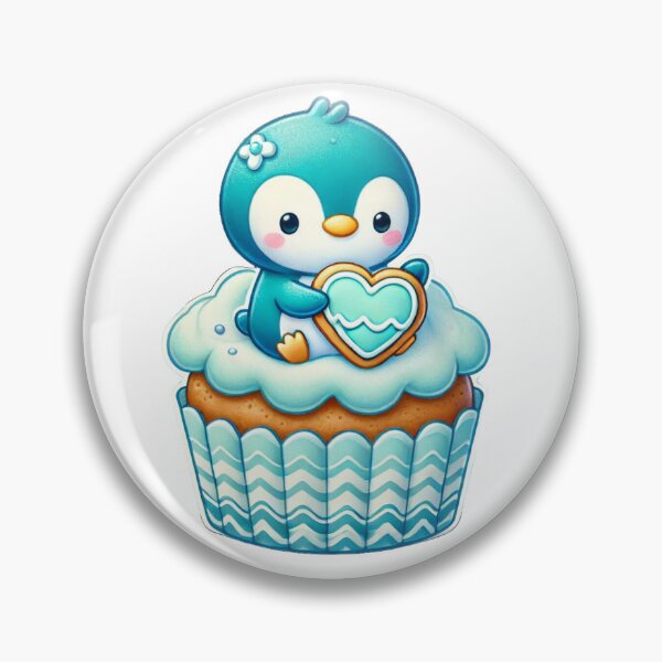 Item preview, Penguin on Ocean-Themed Cupcake with Heart designed and sold by Little Care Studio.