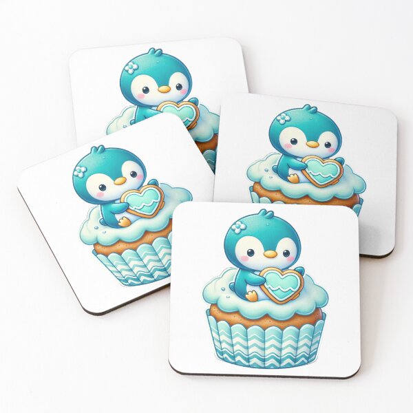 Item preview, Penguin on Ocean-Themed Cupcake with Heart designed and sold by Little Care Studio.