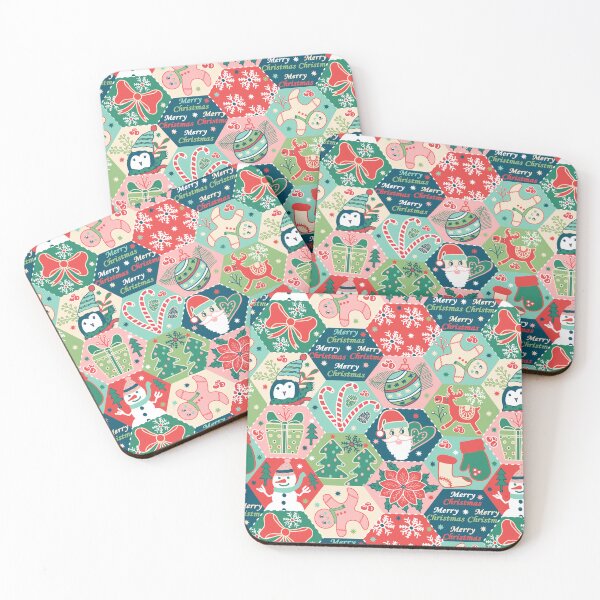 Item preview, Cozy Christmas Holiday Hexagonal Patchwork Cheater Kids Quilt designed and sold by sarakaquabubble.