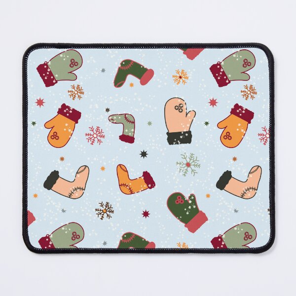 Item preview, Retro Christmas Cozy socks and mittens tossed with stars snowflakes designed and sold by sarakaquabubble.