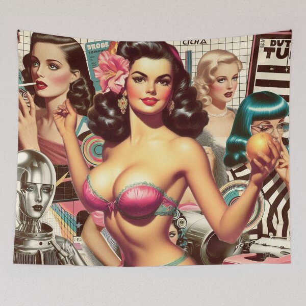Item preview, Retro Futurism Pin up Collage designed and sold by PulpVintage.