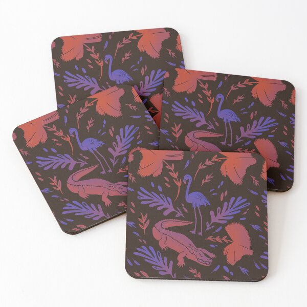 Item preview, Deep Sunset Hue Flamingo Crocodile Jungle Pattern  designed and sold by murraymont.