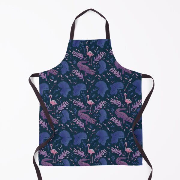 Item preview, Dark Blue and 80s Pink Flamingo Crocodile Jungle Pattern designed and sold by murraymont.