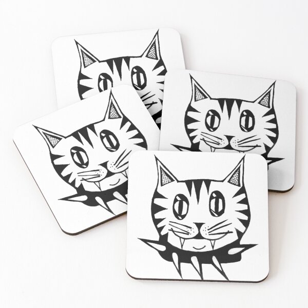 Item preview, Gothic Punk Cat With Spiked Collar Necklace Grayscale Tattoo Style designed and sold by KayTurtless.